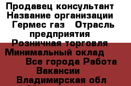 Продавец-консультант › Название организации ­ Гермес-газ › Отрасль предприятия ­ Розничная торговля › Минимальный оклад ­ 45 000 - Все города Работа » Вакансии   . Владимирская обл.,Муромский р-н